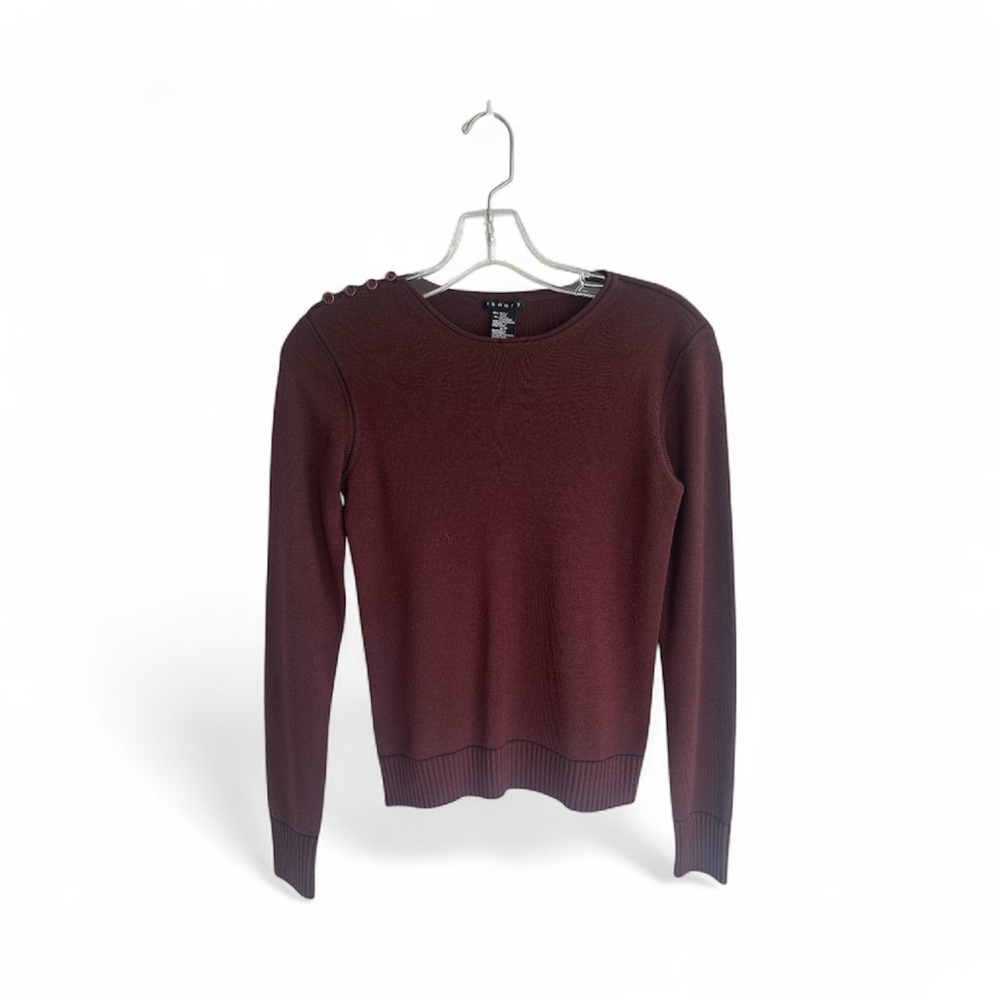 Theory Maroon Wool Blend Sweater
